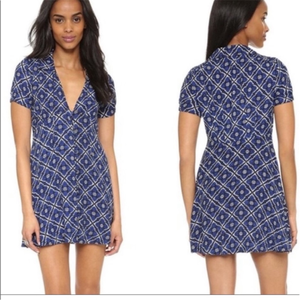 Free People Melody Printed Mini Dress - Size 4
